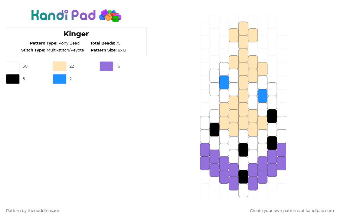 Kinger - Pony Bead Pattern by theodddinosaur on Kandi Pad - beige,purple,the amazing digital circus,tadc,kinger tadc,kinger charm,tadc charm,kinger,charm