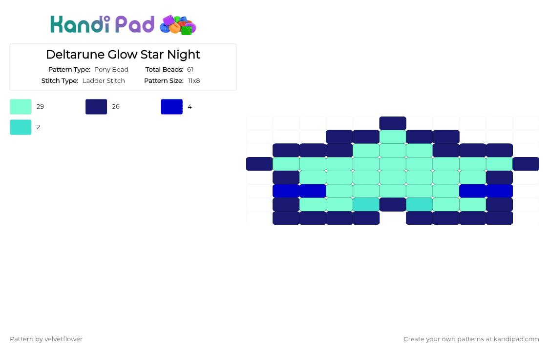 Deltarune Glow Star Night - Pony Bead Pattern by velvetflower on Kandi Pad - purple, teal