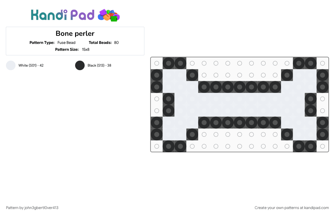 Bone perler - Fuse Bead Pattern by john3gbertl0ver413 on Kandi Pad - black, bone, halloween, scene, spooky, white