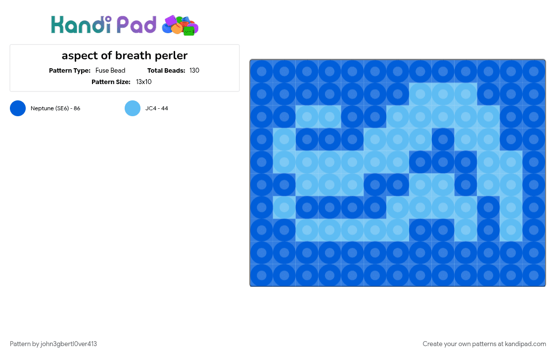 aspect of breath perler - Fuse Bead Pattern by john3gbertl0ver413 on Kandi Pad - aspect, blue, breath, homestuck, johnegbert, light blue, yumeship