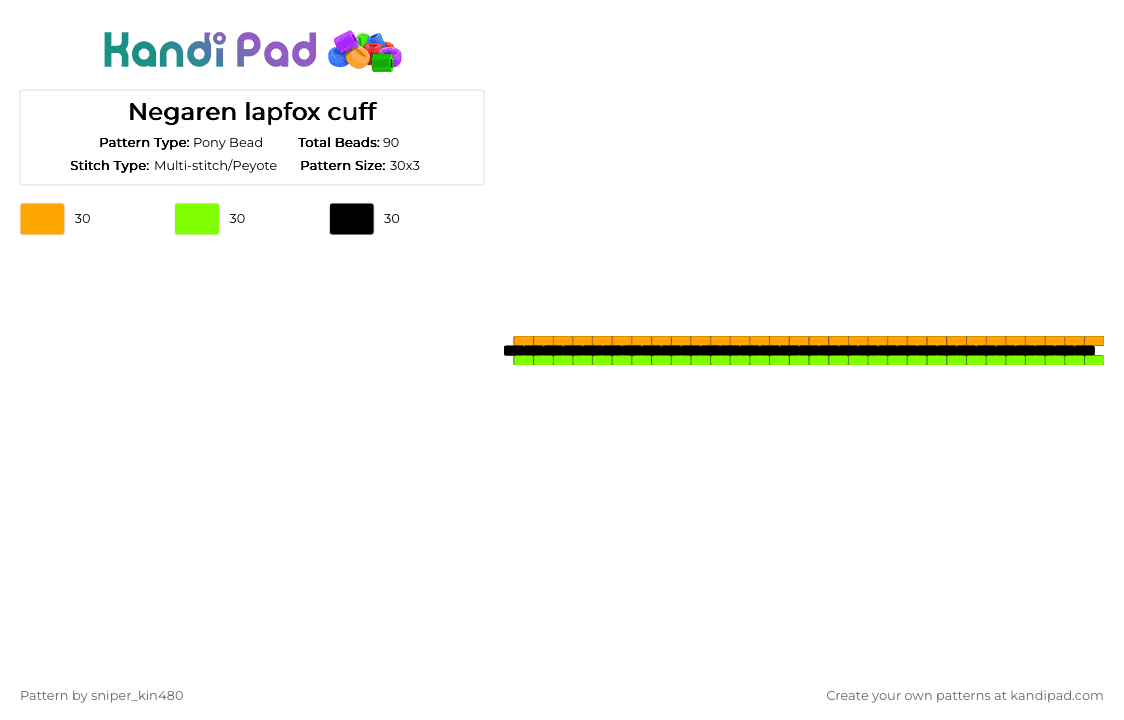 Lapfox Pattern Negaren lapfox cuff Pony Bead Pattern - Kandi Pad | Kandi Patterns ...