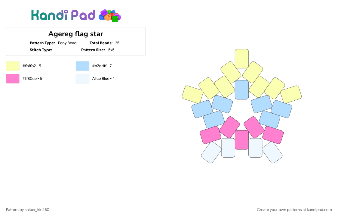 Agereg flag star - Pony Bead Pattern by sniper_kin480 on Kandi Pad - age regression, agere, flag, lgbt, light blue, yellow