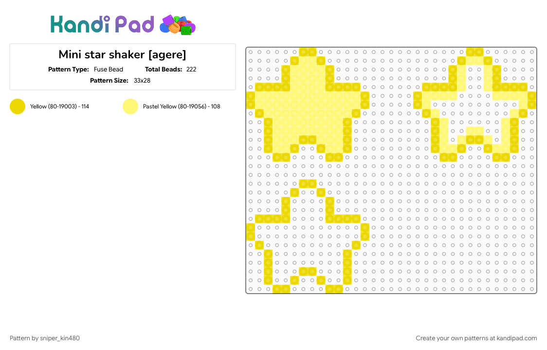 Mini star shaker [agere] - Fuse Bead Pattern by sniper_kin480 on Kandi Pad - agere, ageregression, cute, cutegore, lgbt, star, yellow