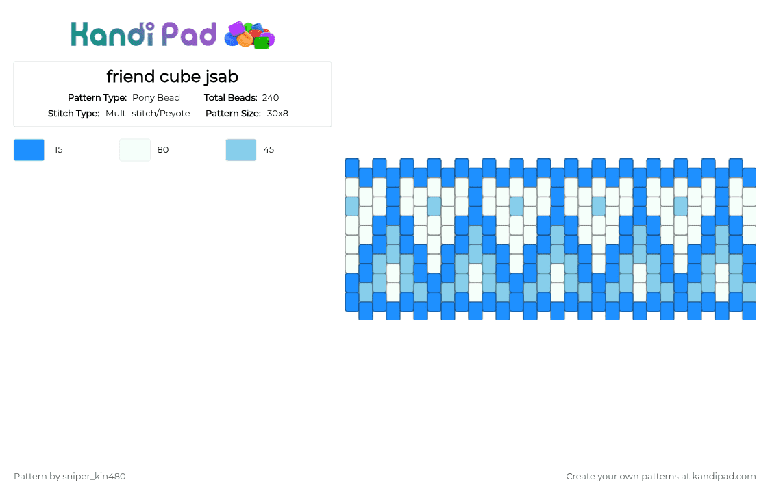 friend cube jsab - Pony Bead Pattern by sniper_kin480 on Kandi Pad - light blue,white,jsab,cube,friend,blue