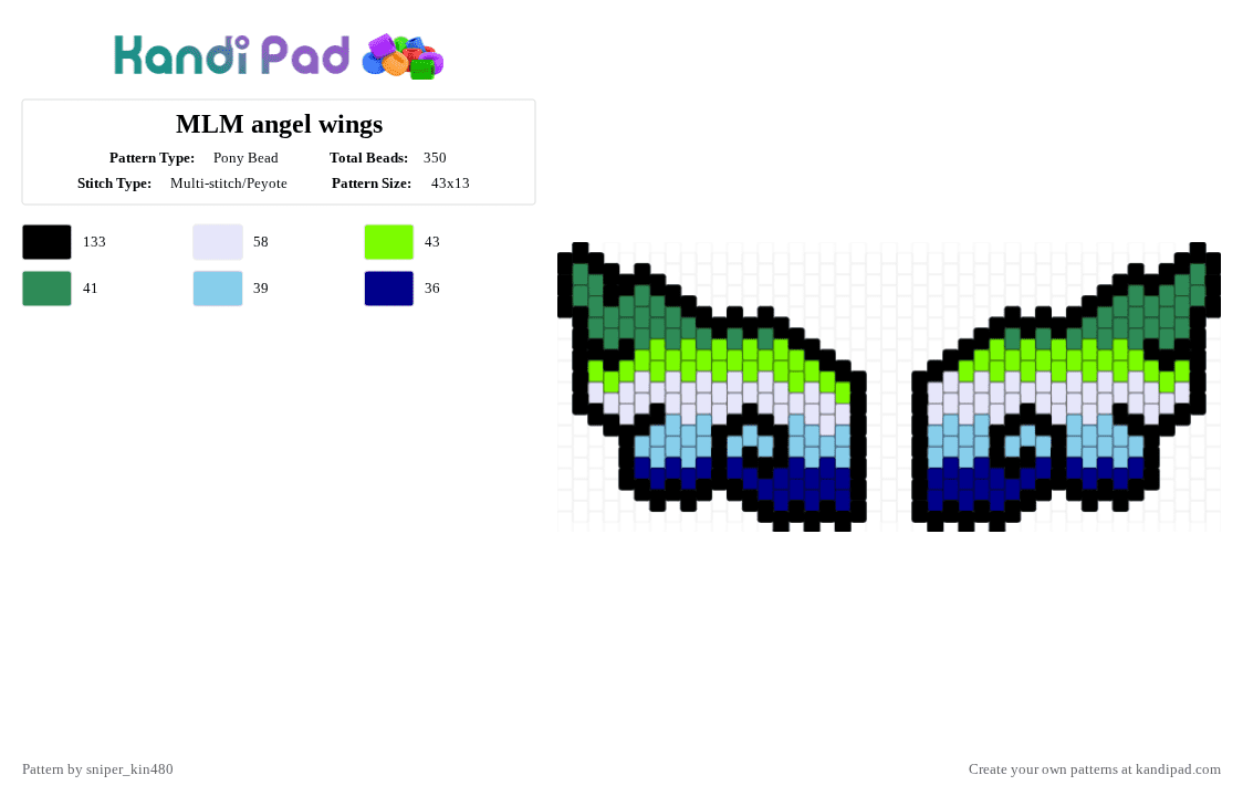 MLM angel wings - Pony Bead Pattern by sniper_kin480 on Kandi Pad - angel, angelwings, gay, green, mlm, wings