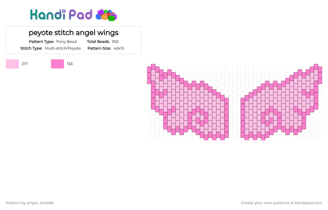 peyote stitch angel wings - Pony Bead Pattern by sniper_kin480 on Kandi Pad - pink,wings,angel,angelwing