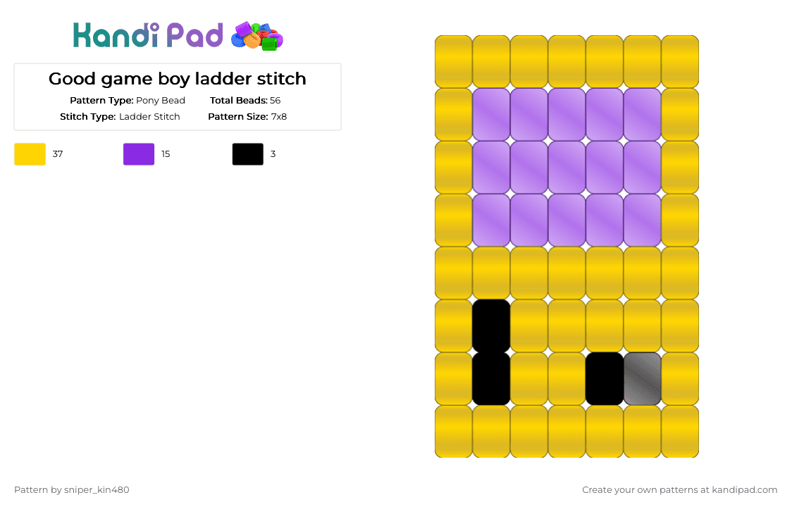 Good game boy ladder stitch - Pony Bead Pattern by sniper_kin480 on Kandi Pad - gameboy, purple, yellow