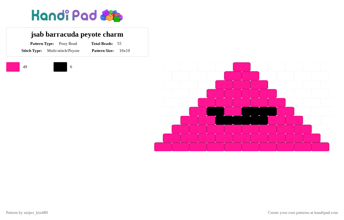 jsab barracuda peyote charm - Pony Bead Pattern by sniper_kin480 on Kandi Pad - pink,jsab,barraacuda,blixer
