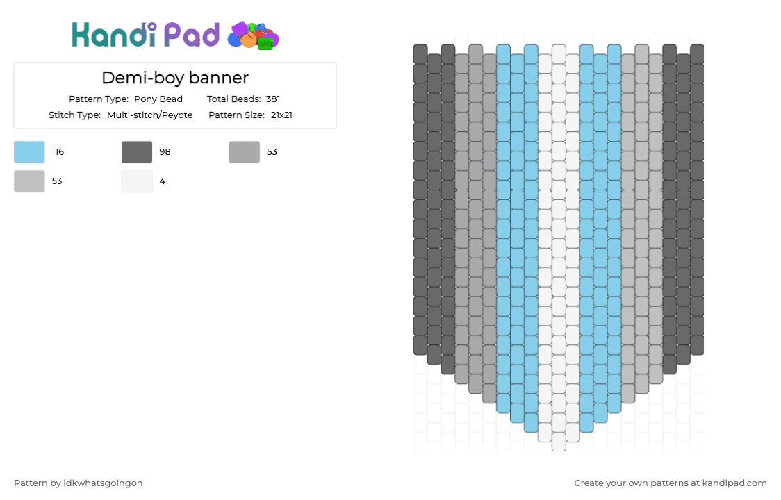 Demi-boy banner - Pony Bead Pattern by idkwhatsgoingon on Kandi Pad - beige,light blue