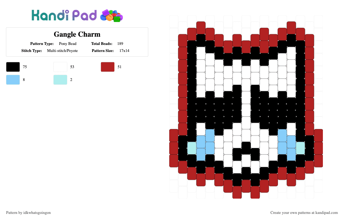 Gangle Charm - Pony Bead Pattern by idkwhatsgoingon on Kandi Pad - red