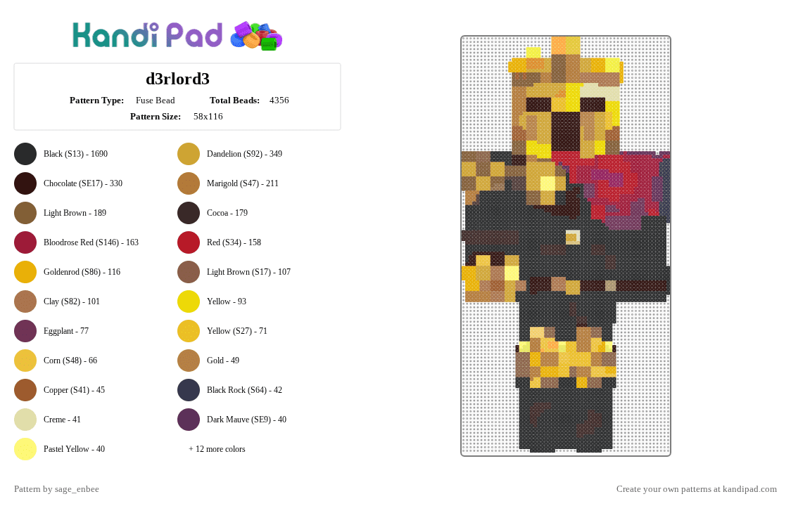 d3rlord3 - Fuse Bead Pattern by sage_enbee on Kandi Pad - minecraft,arg,fandom,d3rlord3,derlord