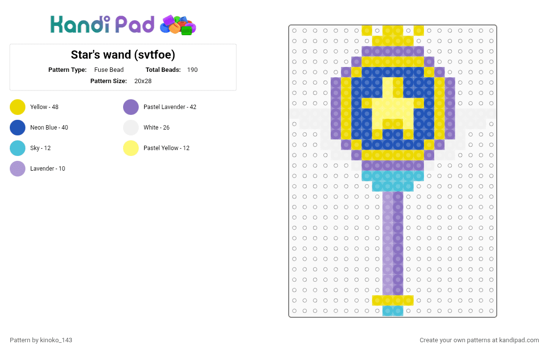 Star\'s wand (svtfoe) - Fuse Bead Pattern by kinoko_143 on Kandi Pad - yellow,blue
