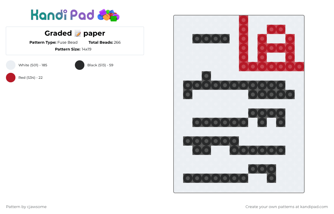 Graded 📝 paper - Fuse Bead Pattern by cjawsome on Kandi Pad - 