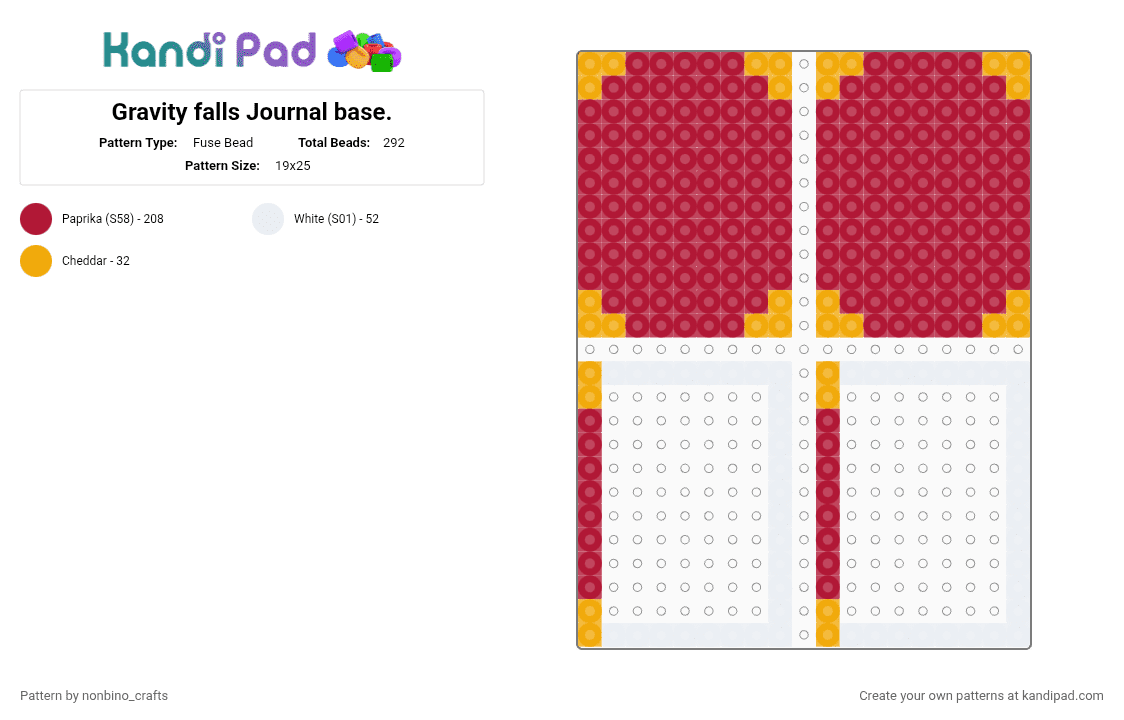 Gravity falls Journal base. - Fuse Bead Pattern by nonbino_crafts on Kandi Pad - red,gravity falls,journal