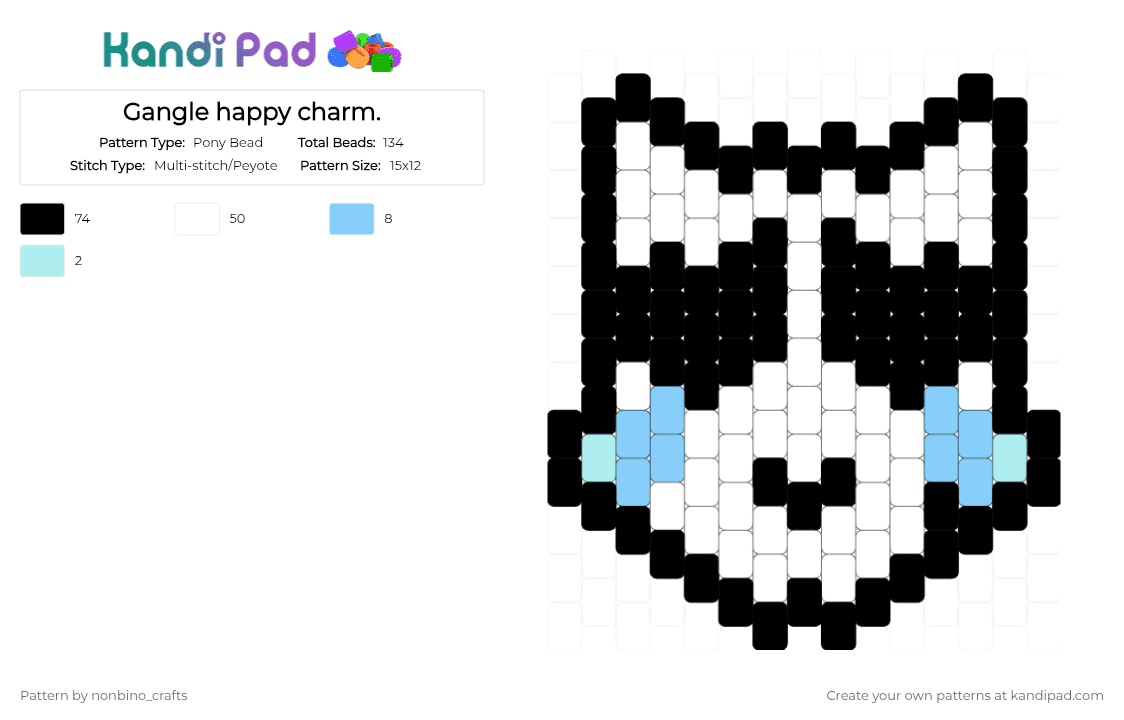 Gangle happy charm. - Pony Bead Pattern by nonbino_crafts on Kandi Pad - white