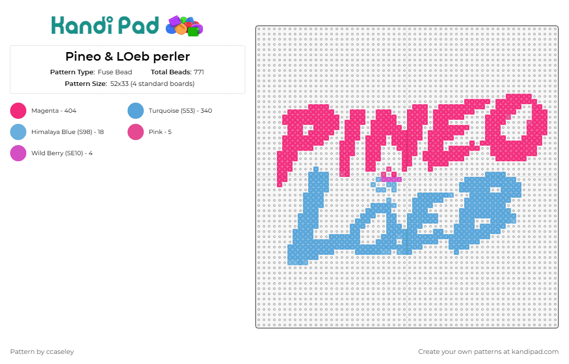 Pineo & LOeb perler - Fuse Bead Pattern by ccaseley on Kandi Pad - pineo and loeb,dj,funky,music,edm,lettering,dynamic,bold,pink,light blue