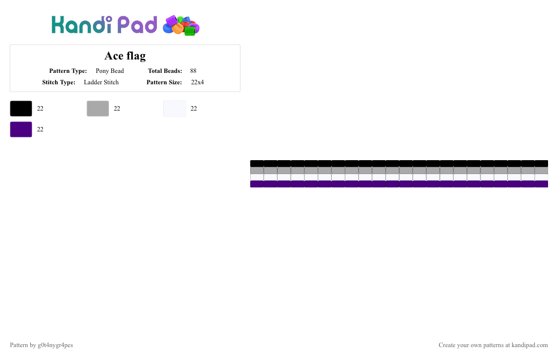 Ace flag - Pony Bead Pattern by g0t4nygr4pes on Kandi Pad - beige,purple