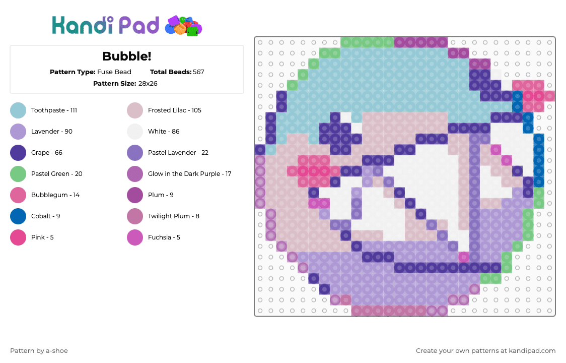 Bubble! - Fuse Bead Pattern by a-shoe on Kandi Pad - pink,light blue,beige,tadc,the amazing digital circus,digital circus,amazing digital circus,bubble,bubble tadc