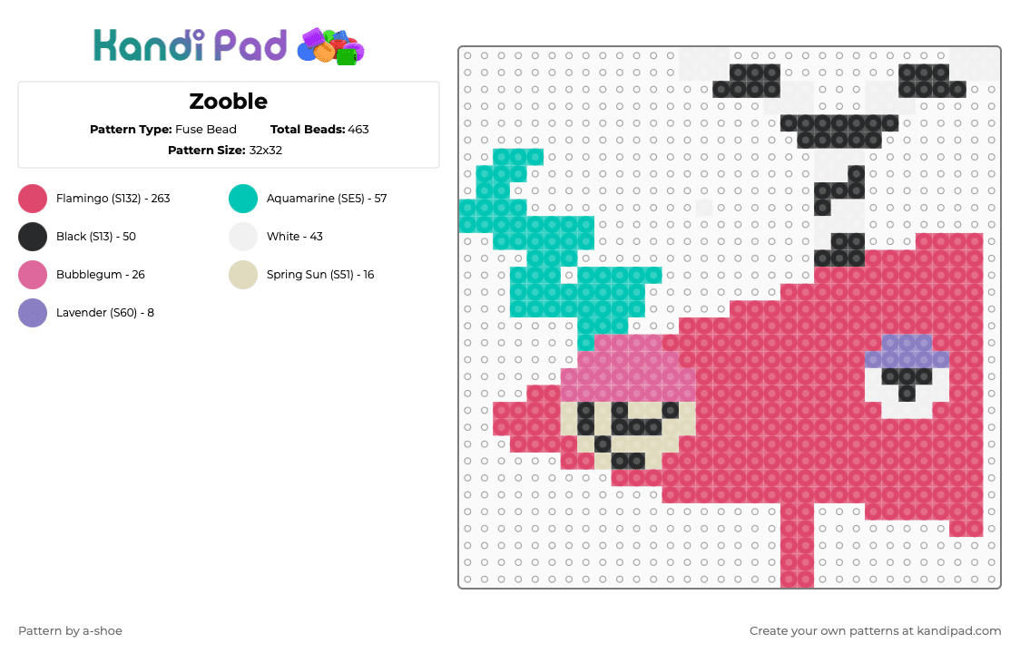 Zooble - Fuse Bead Pattern by a-shoe on Kandi Pad - red,tadc,the amazing digital circus,zooble