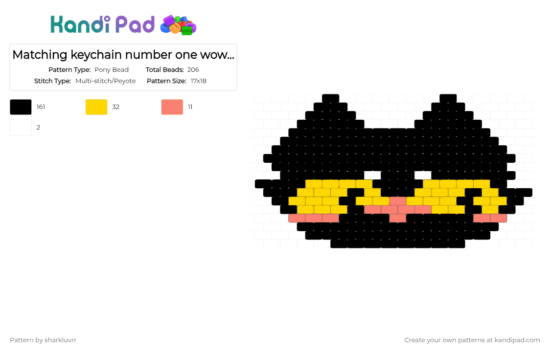 Matching keychain number one wowooww animal hospital - Pony Bead Pattern by sharkluvrr on Kandi Pad - black,yellow