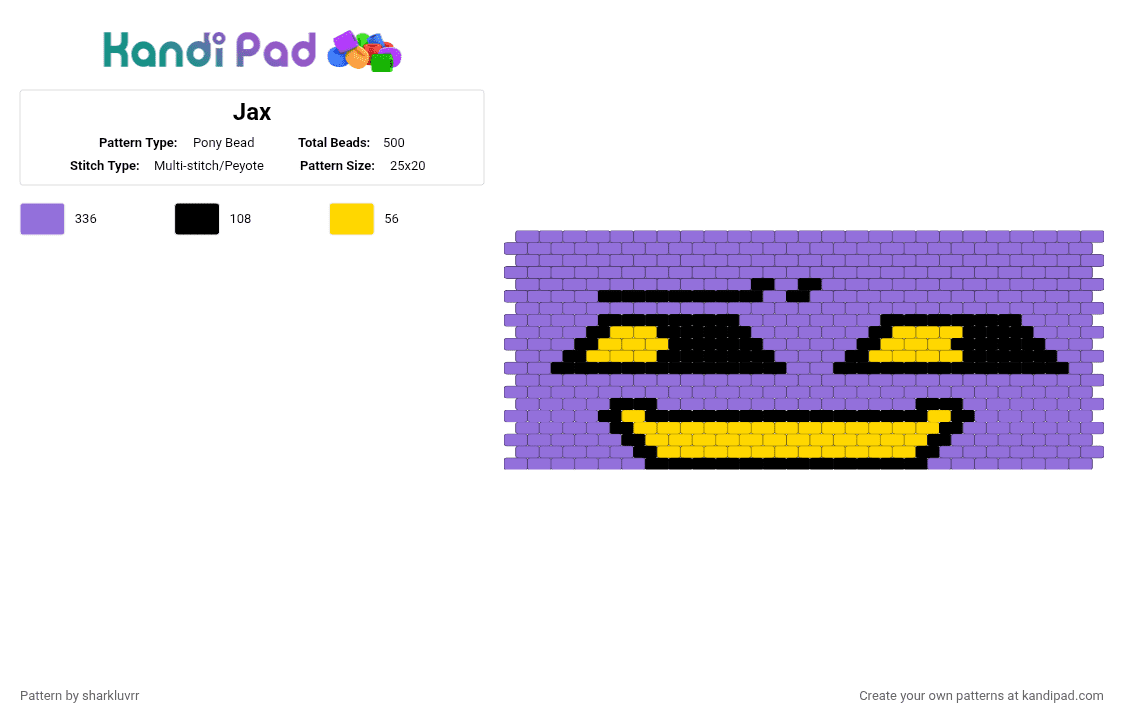 Jax Pony Bead Pattern - Kandi Pad | Kandi Patterns, Fuse Bead Patterns ...