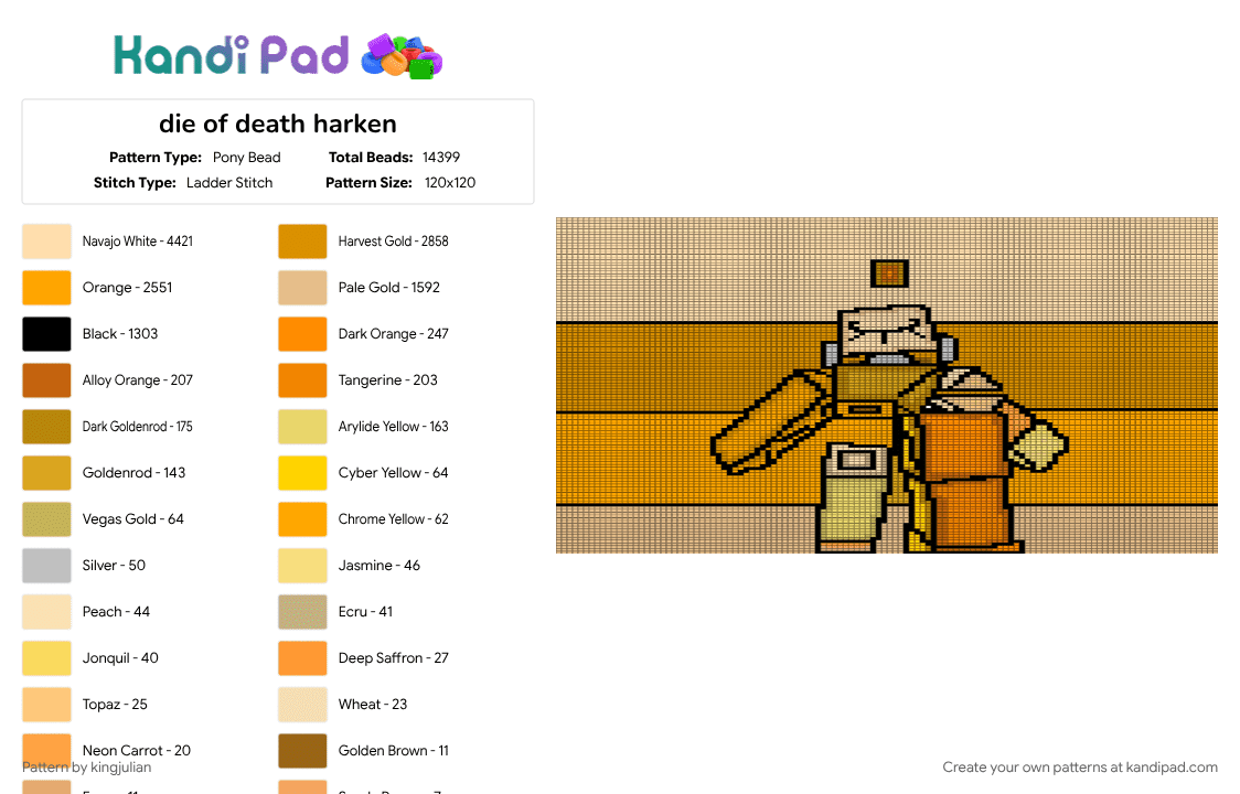 die of death harken - Pony Bead Pattern by kingjulian on Kandi Pad - 