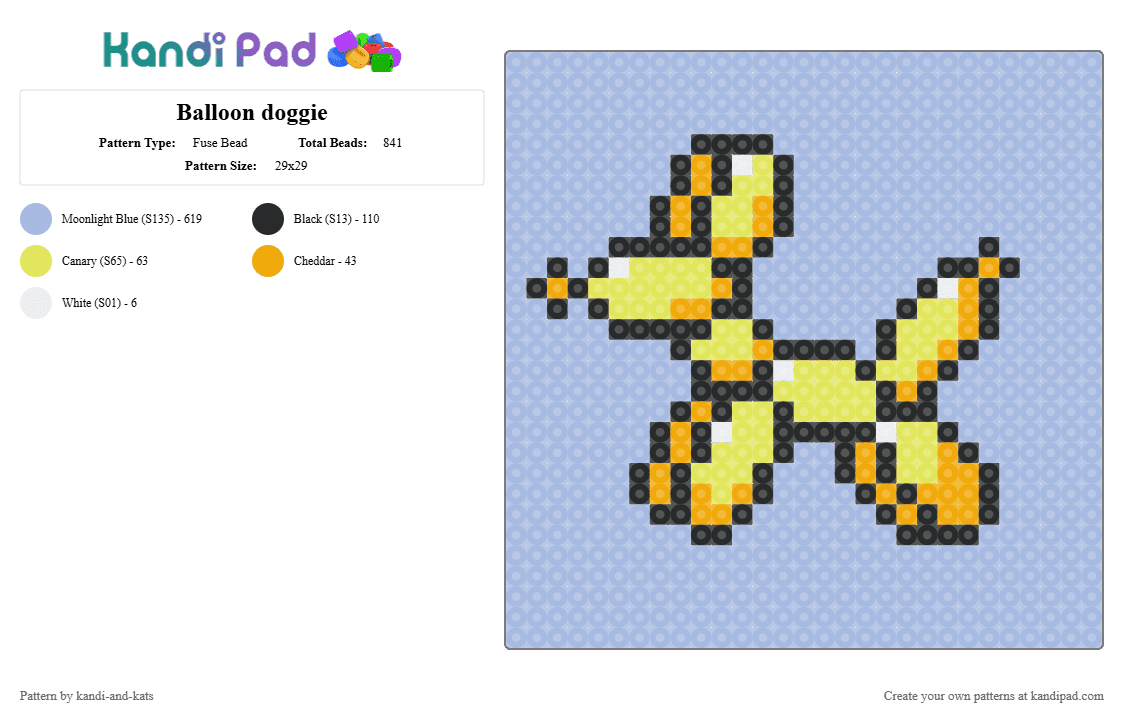 Balloon doggie - Fuse Bead Pattern by kandi-and-kats on Kandi Pad - light blue