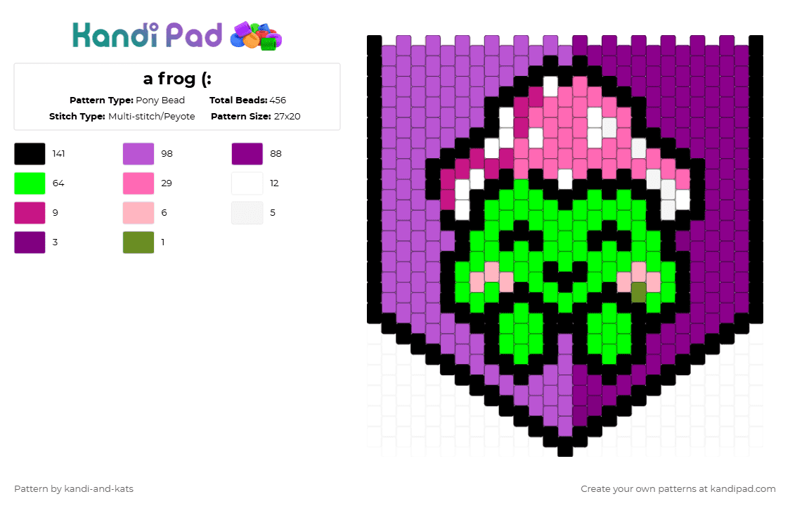 a frog (: - Pony Bead Pattern by kandi-and-kats on Kandi Pad - pink