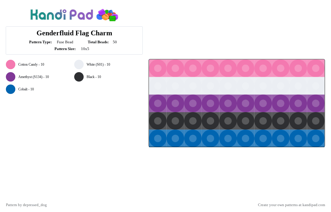 Genderfluid Flag Charm - Fuse Bead Pattern by -the_host- on Kandi Pad - pink,blue,genderfluid,pride,flag,lgbtq,cute,charm,perler,cool
