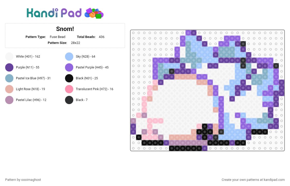 Snom! - Fuse Bead Pattern by oooimaghost on Kandi Pad - purple,light blue,creature,snow,cute,frosty,pokemon,bug,frost,pink