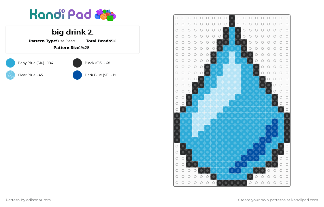 big drink 2. - Fuse Bead Pattern by adisonaurora on Kandi Pad - light blue