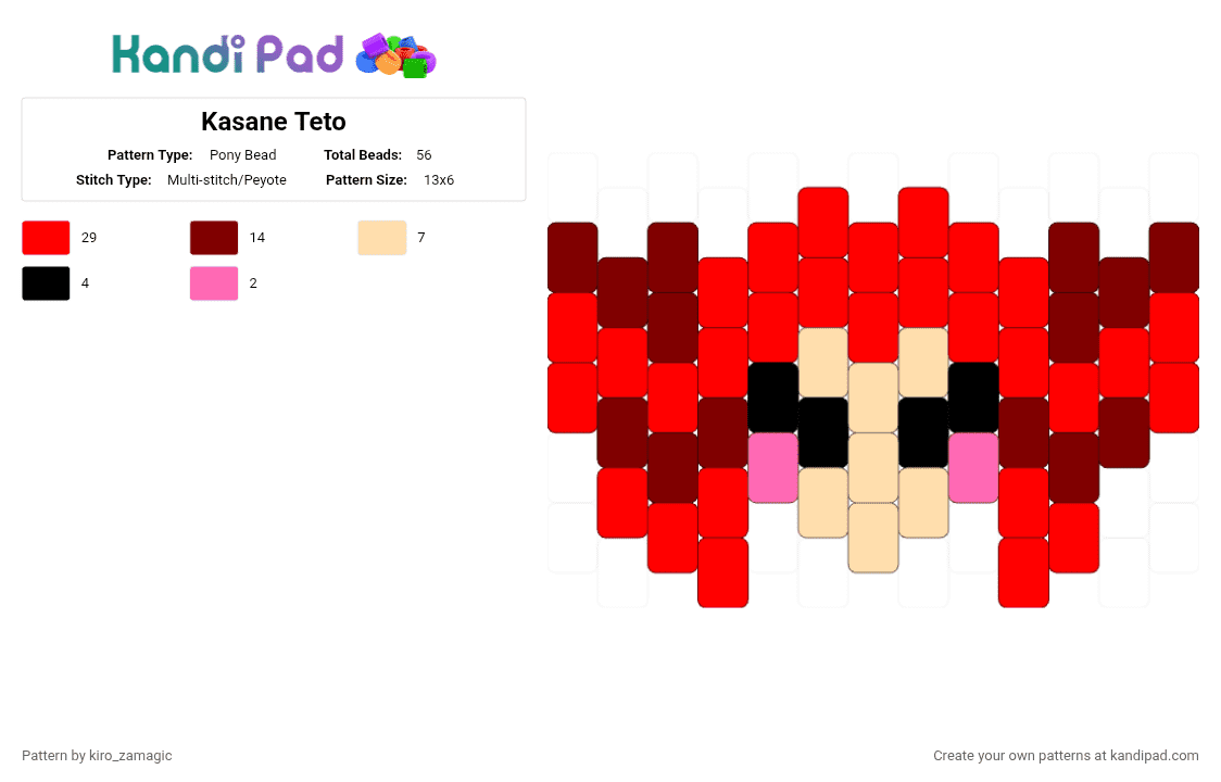 Kasane Teto - Pony Bead Pattern by -kyro_ate_your_kandi- on Kandi Pad - brown, red