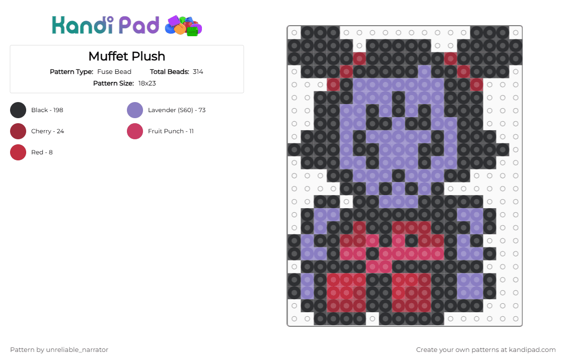 Muffet Plush - Fuse Bead Pattern by unreliable_narrator on Kandi Pad - black,red,pink,undertale,toby fox,spider,muffet