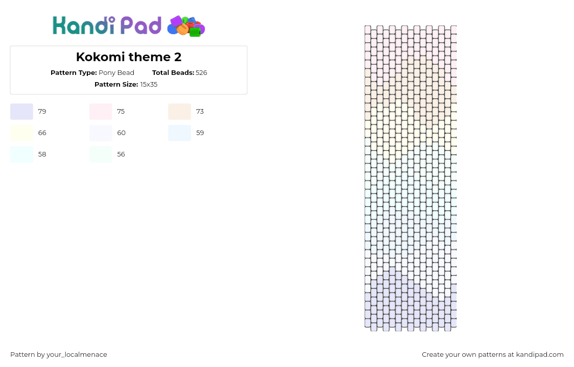 Kokomi theme 2 - Pony Bead Pattern by your_localmenace on Kandi Pad - sangonomiya kokomi,genshin impact,pastel,anime,panel,teal,purple