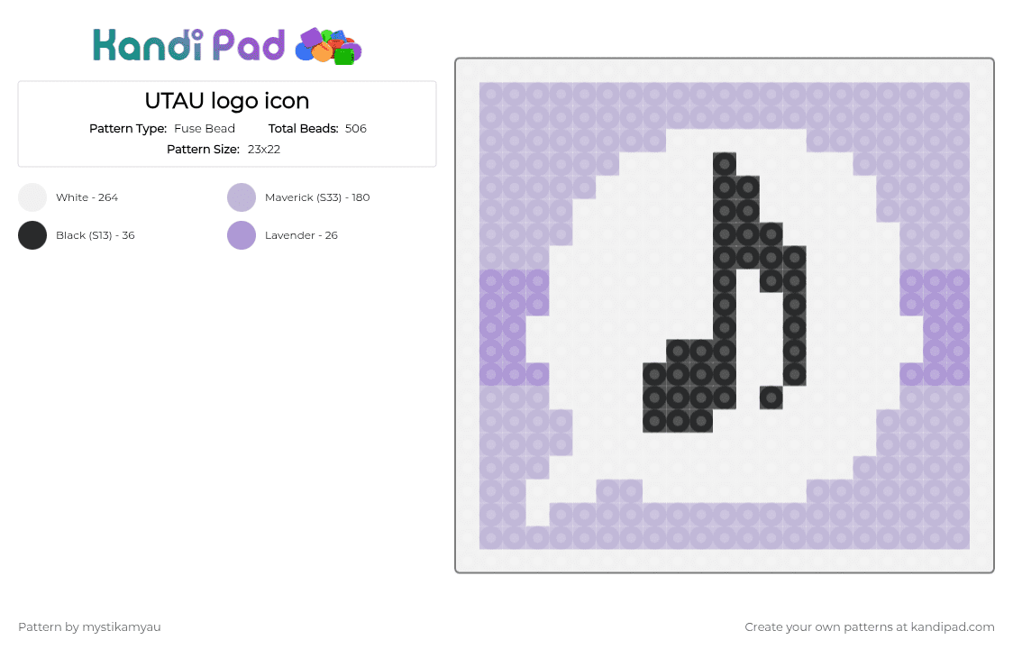 UTAU logo icon - Fuse Bead Pattern by mystikamyau on Kandi Pad - white,pink