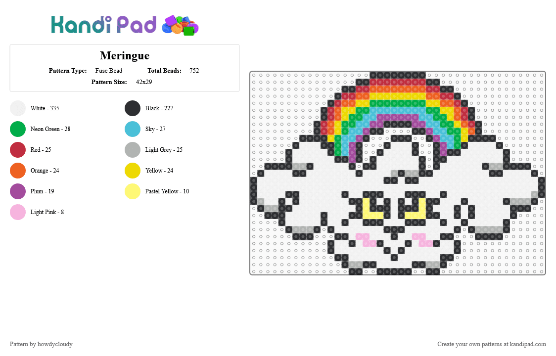 Meringue - Fuse Bead Pattern by howdycloudy on Kandi Pad - white,yellow,light blue,beige,colorful