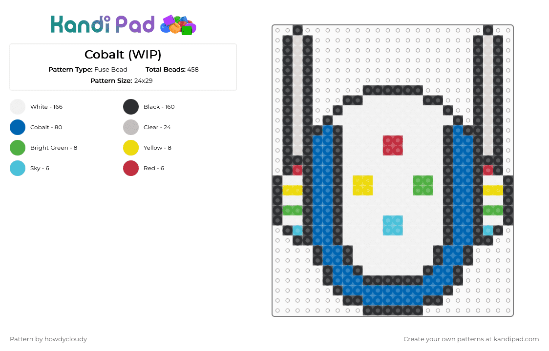 Cobalt - Fuse Bead Pattern by howdycloudy on Kandi Pad - white,blue,beige