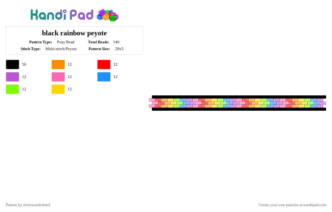 black rainbow peyote - Pony Bead Pattern by alxinwonderland on Kandi Pad - pink,peyote,rainbow,black,rainbow and black,arrow,peyote rainbow