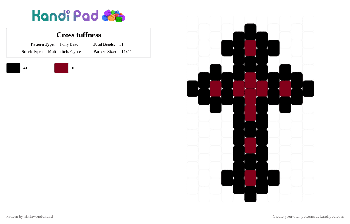 Cross tuffness - Pony Bead Pattern by alxinwonderland on Kandi Pad - black,grunge,cross