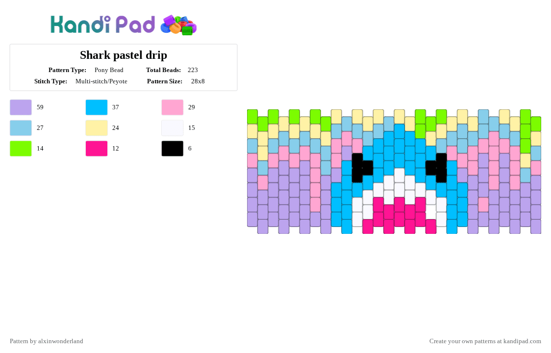 Shark pastel drip - Pony Bead Pattern by alxinwonderland on Kandi Pad - light blue,pink