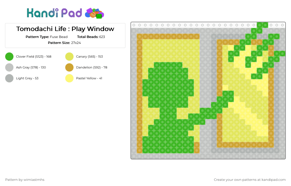 Tomodachi Life : Play Window - Fuse Bead Pattern by wimiastmhs on Kandi Pad - beige,green,yellow,tomodachilife,tomdachi life,play window,tomodachi life play window