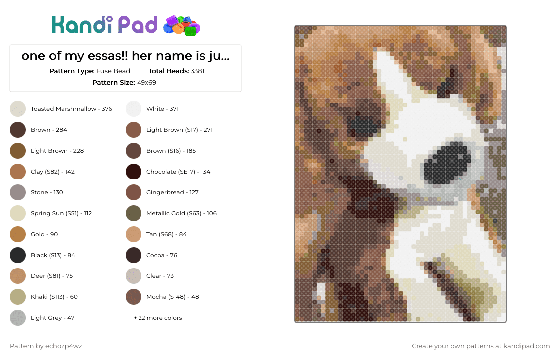 one of my essas!! her name is juniper! - Fuse Bead Pattern by deleted_user_697672 on Kandi Pad - 