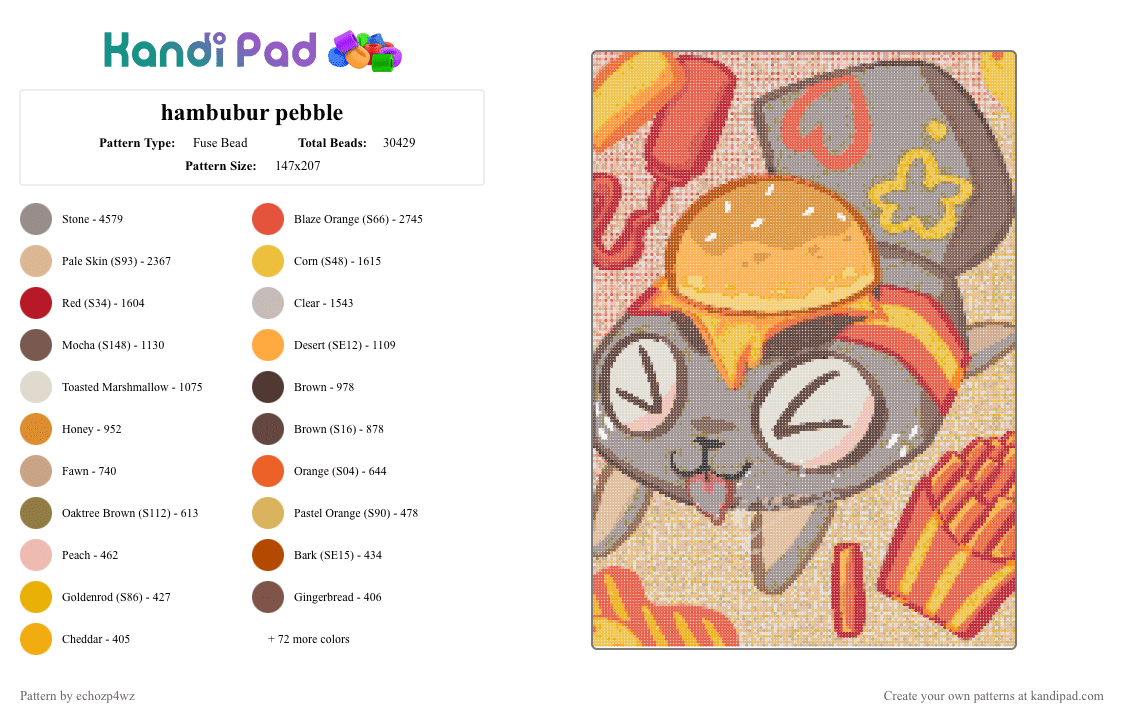 hambubur pebble - Fuse Bead Pattern by deleted_user_697672 on Kandi Pad - 