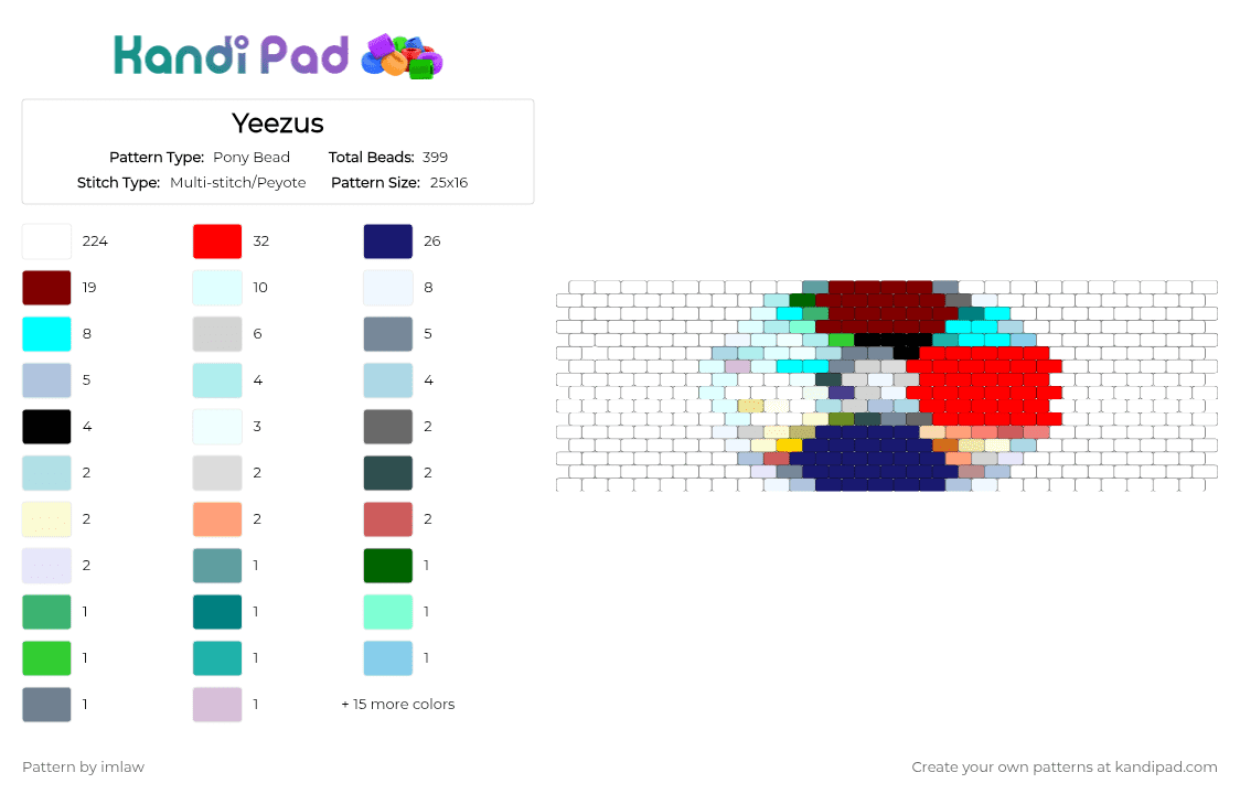 Yeezus - Pony Bead Pattern by imlaw on Kandi Pad - 