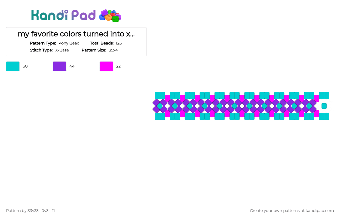 my favorite colors turned into xbase - Pony Bead Pattern by 33v33_l0v3r_11 on Kandi Pad - light blue,purple