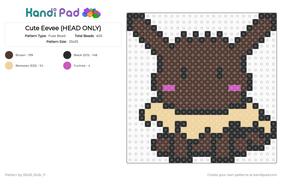 Cute Eevee - Fuse Bead Pattern by 33v33_l0v3r_11 on Kandi Pad - brown