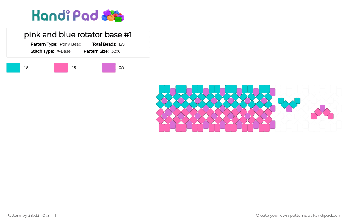pink and blue rotator base #1 - Pony Bead Pattern by 33v33_l0v3r_11 on Kandi Pad - light blue,pink