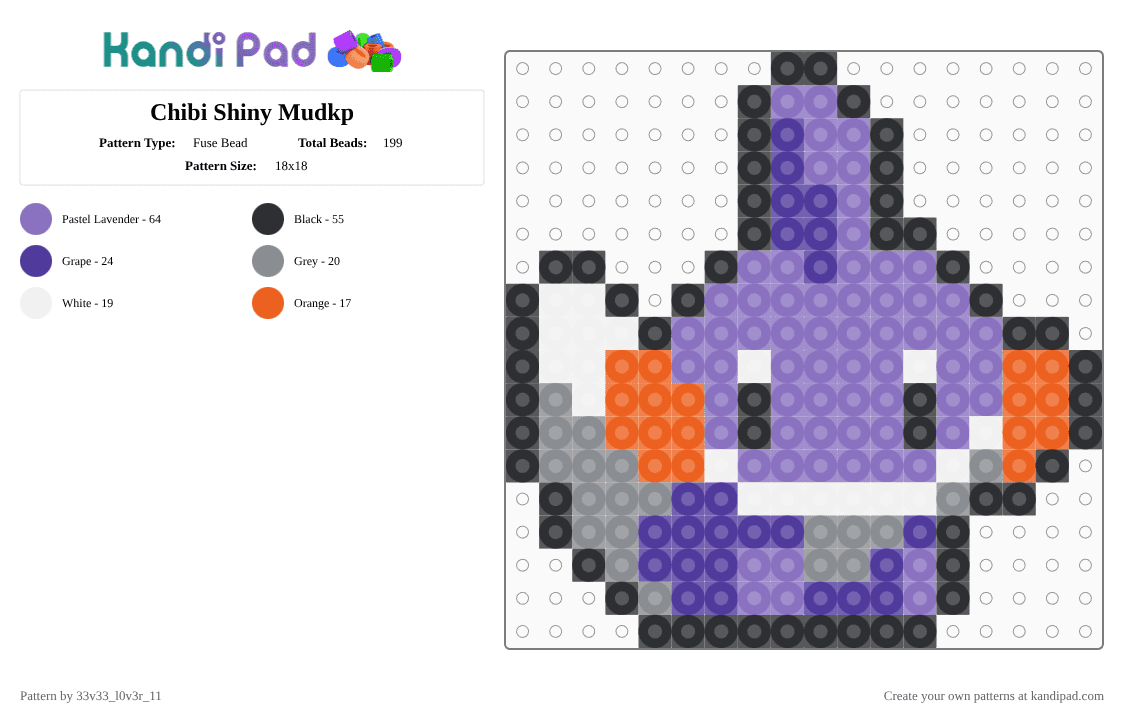 Chibi Shiny Mudkp - Fuse Bead Pattern by 33v33_l0v3r_11 on Kandi Pad - blue