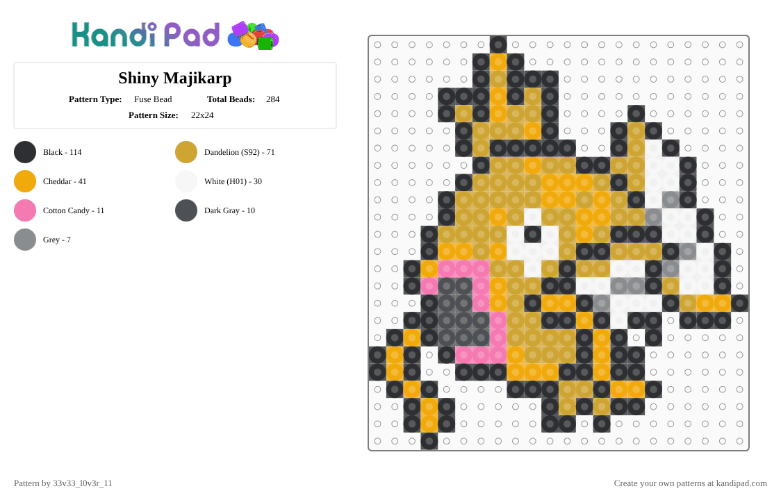 Shiny Majikarp - Fuse Bead Pattern by 33v33_l0v3r_11 on Kandi Pad - orange