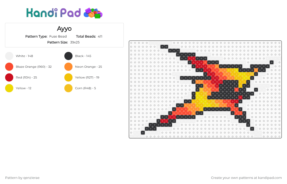 Ayyo - Fuse Bead Pattern by qenzierae on Kandi Pad - crankdat, red, white